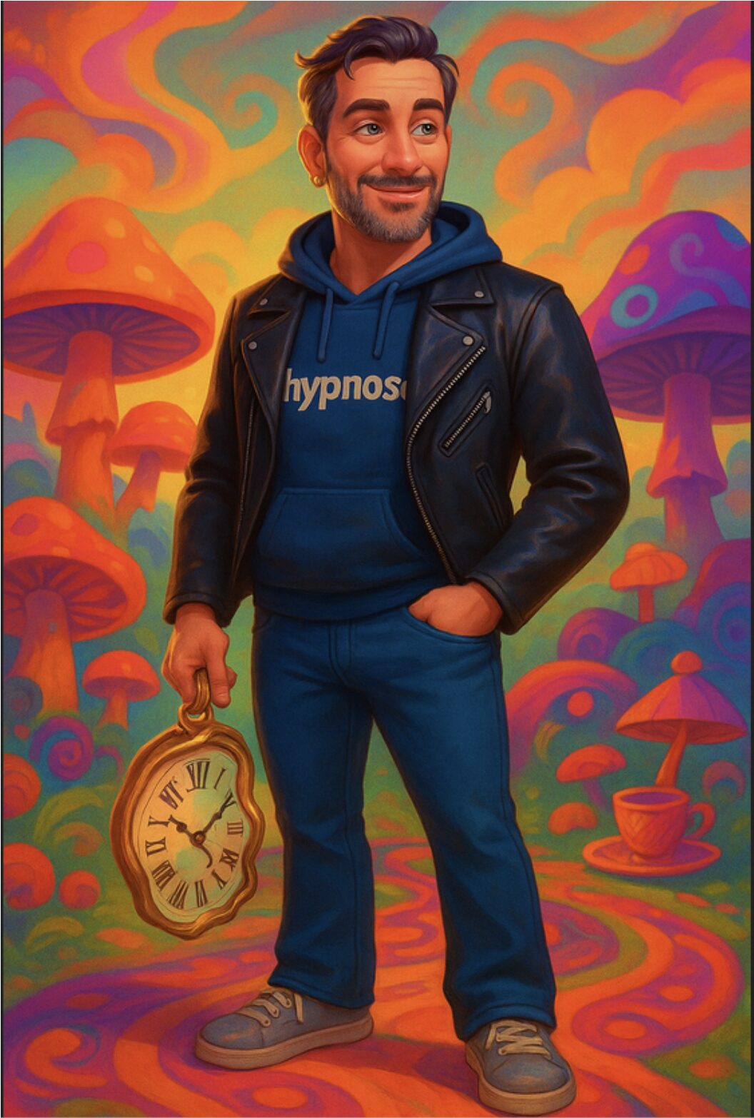 “TDAH et gestion du temps” Homme seul dans un bureau vide regardant sa montre avec surprise — symbole du TDAH adulte et de la gestion du temps.